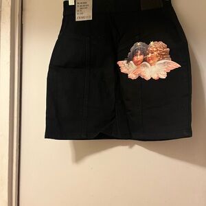 Fiorucci Black Skirt with Angel Print